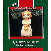 1989 Christmas Kitty #1 with Basket of Poinsettias - NB