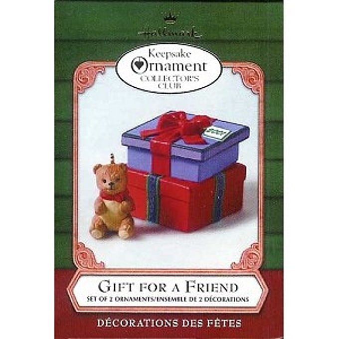 2001 Gift for a Friend (w/ Miniature Teddy Bear), Club Ornament, Rare